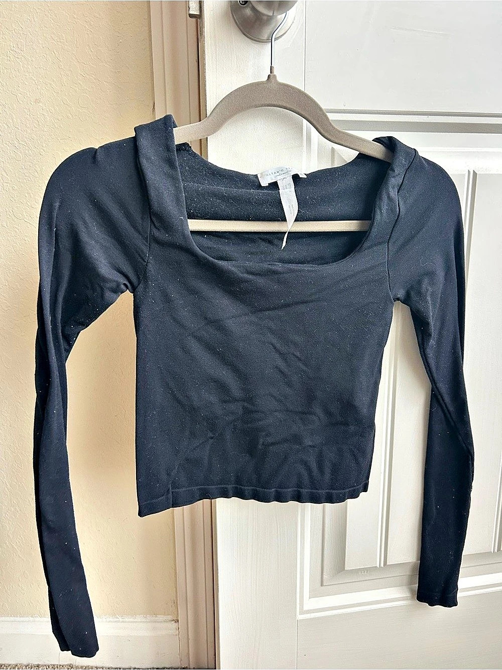 ALTARD STATE Long Sleeve Square Neck Top in Black Size XS/S